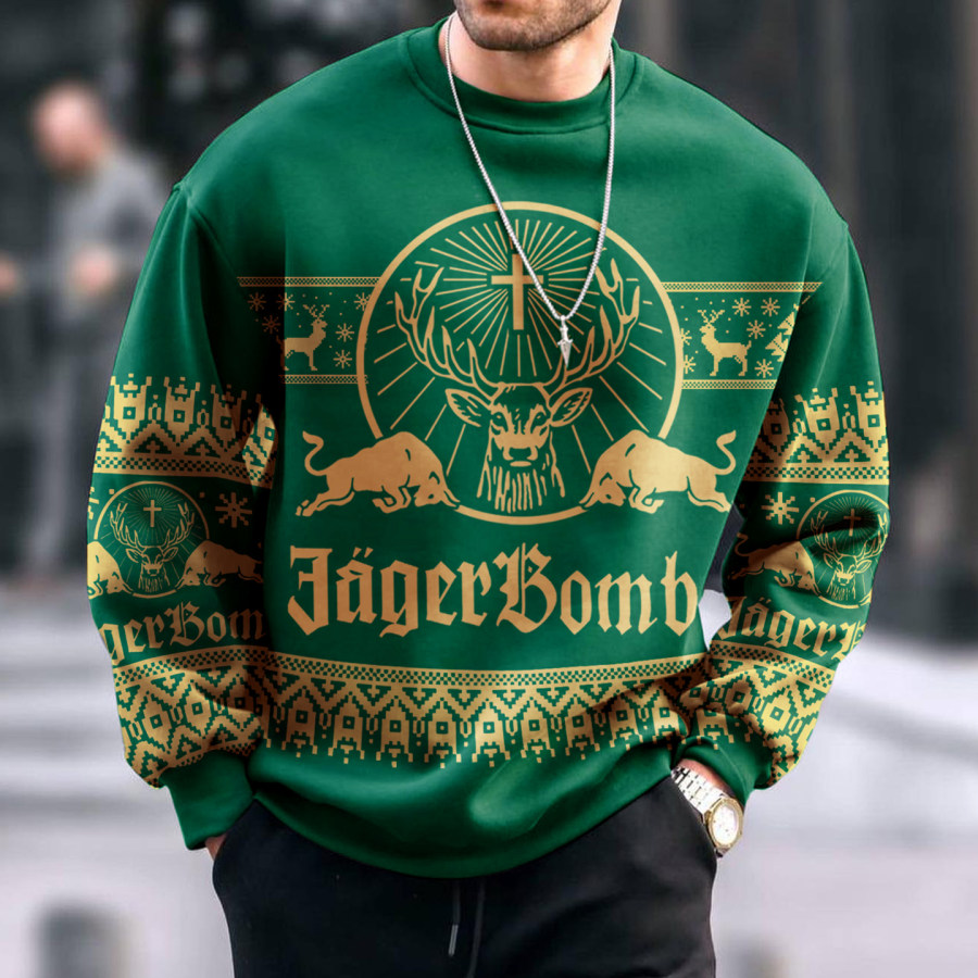 

Unisex Casual Christmas Sweatshirt JägerBomb Print Pullover Sweatshirt