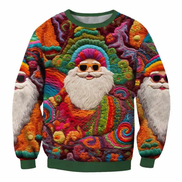 Men's Vintage Santa Print Ugly Christmas Sweatshirt - Wayrates.com 