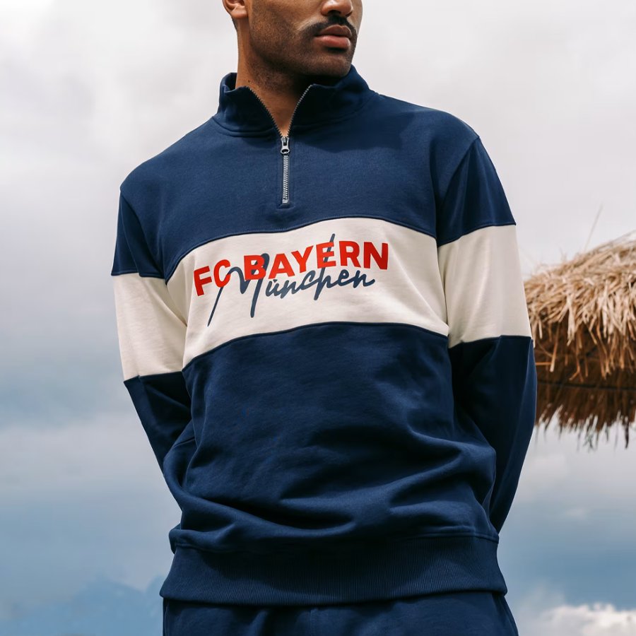 

Men's Football Racing Print Patchwork Oversized Sweatshirt