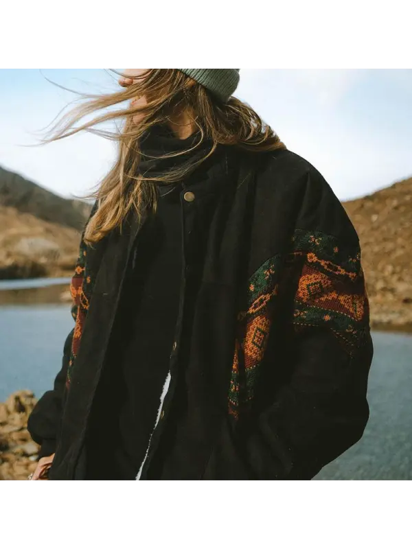 Unisex Aztec Jacket Black - Ootdmw.com 