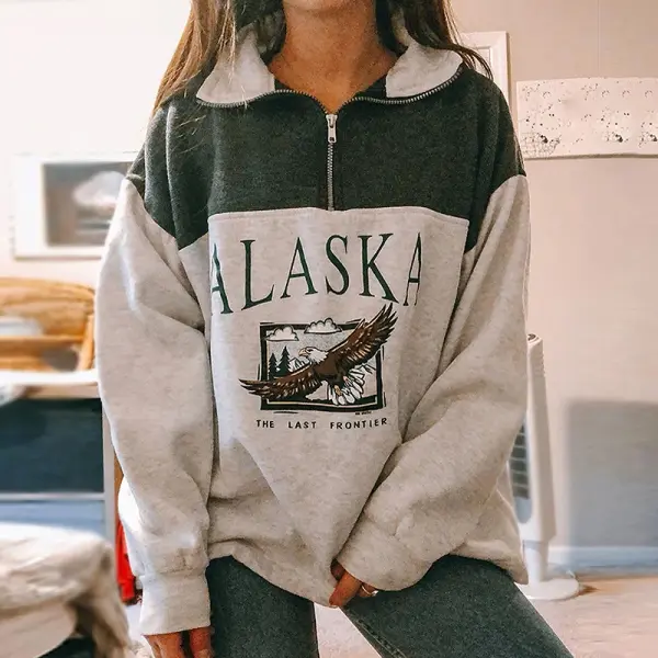 Women's Fashion Zipper Print Long Sleeve Blouse Hoodie Lady Wq42 - Wayrates.com 