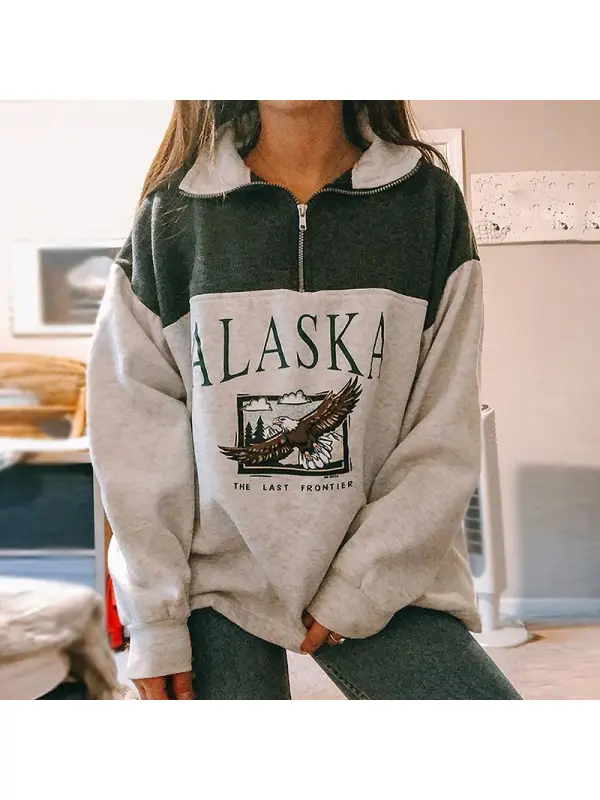 Women's Fashion Zipper Print Long Sleeve Blouse Hoodie Lady Wq42 - Shopyiyistories.com 