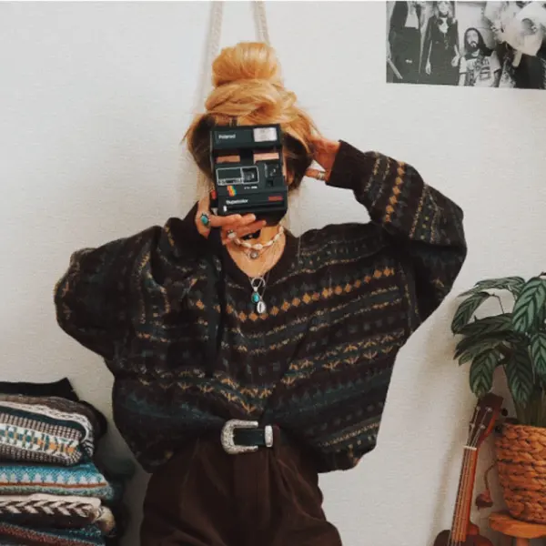 Women's Vintage Geometric Knitted Sweater - Wayrates.com 