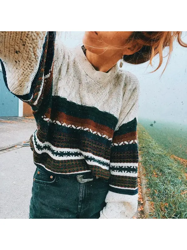 Women Vintage Autumn And Winter Knitted Sweater - Miabrave.com 