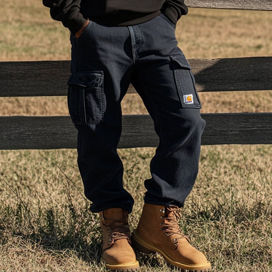 

Men's Vintage Outdoor Multi-pocket Cargo Pants Navy Blue
