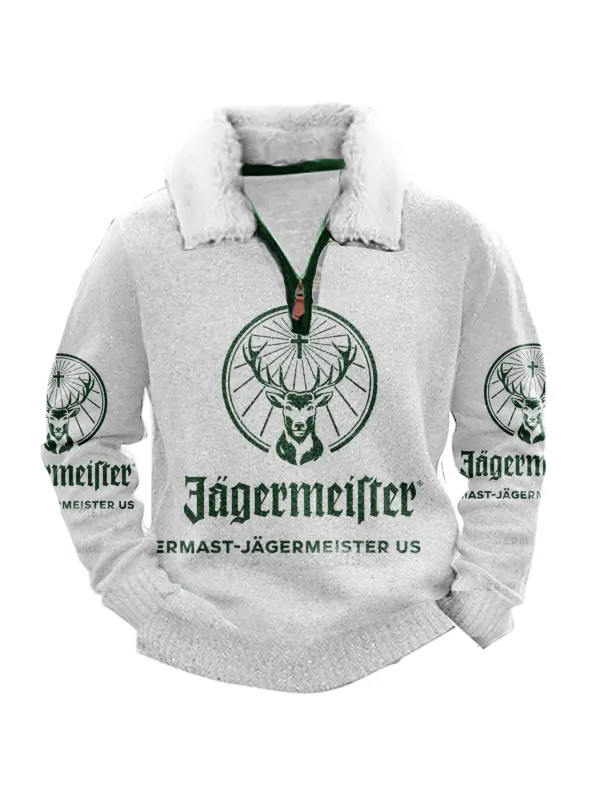 Christmas 1/4 Zip Stand Fleece Collar Thick Sweatshirt - Aptkoi.com 