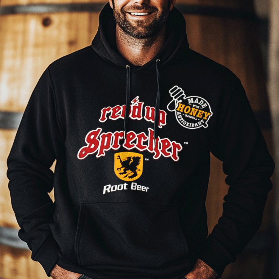 

Men's Vintage German Sprecher Brewing Rev'd Up Root Beer Soda Printed Beer Hoodie