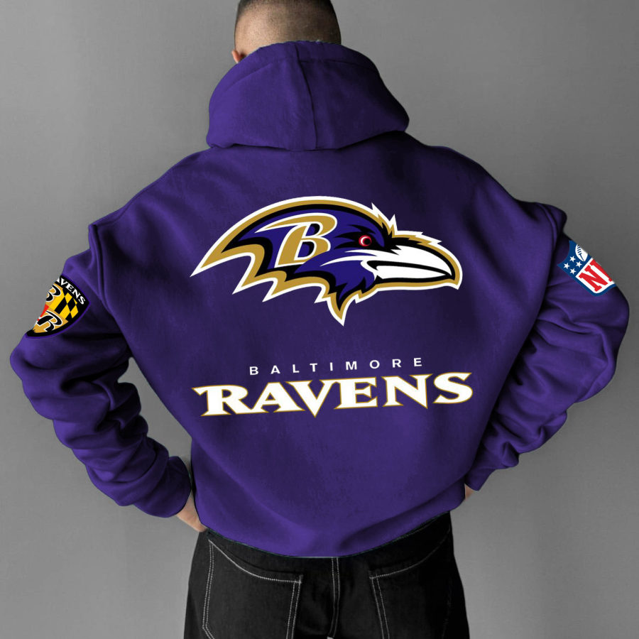 

Men's Vintage NFL Football Pocket Long Sleeve Purple Hoodie