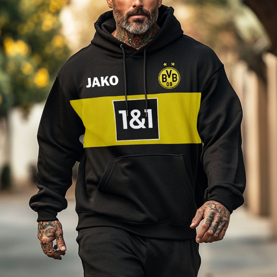 

Unisex Football Racing Print Black Oversized Hoodie