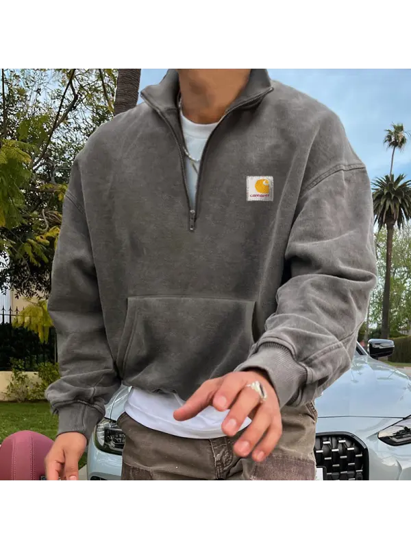 Vintage Unisex Casual Quarter Zip - Aptkoi.com 