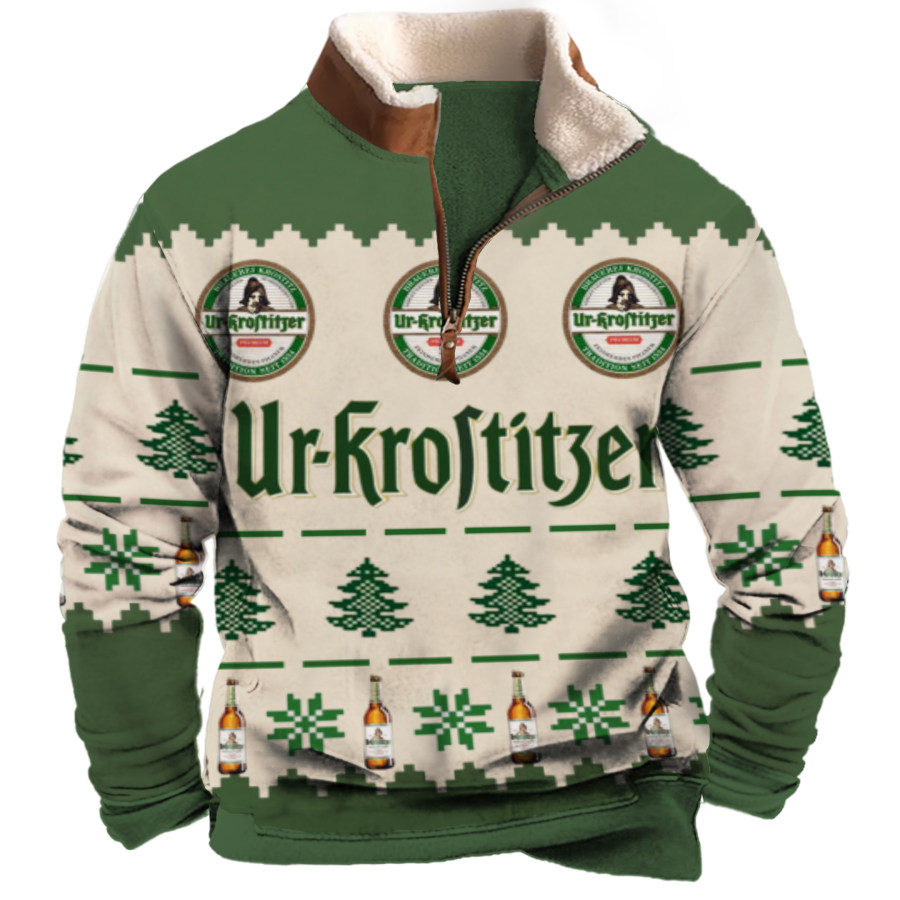 

Unisex Casual 1/4 Zip Collar 3D Printed Ur Krostitzer Christmas Sweatshirt