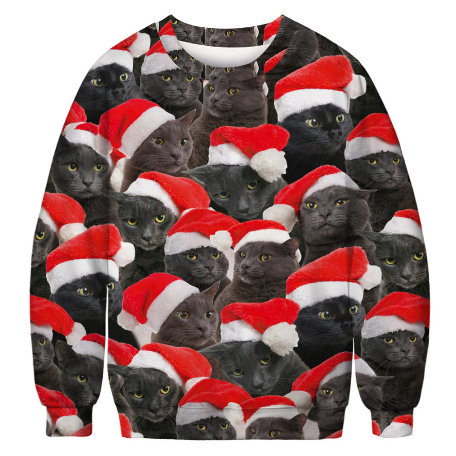 

Unisex 3D Animal Cute Cat Print Christmas Sweatshirt