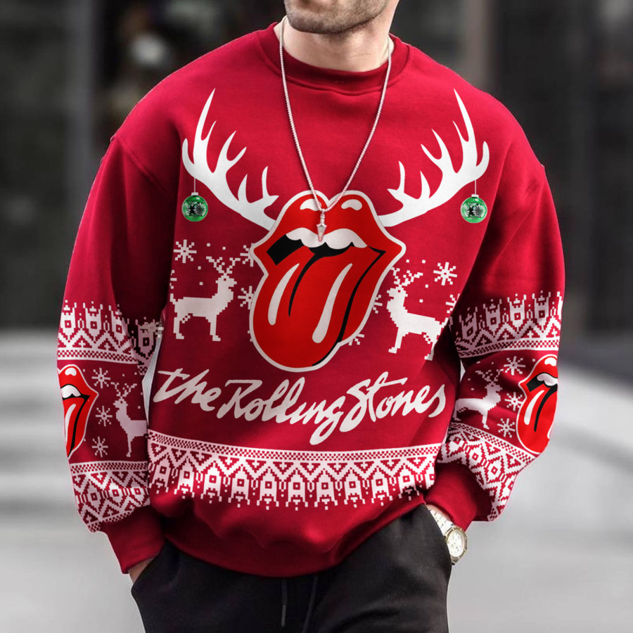

Unisex Casual Christmas Sweatshirt Rolling Stones Pullover Sweatshirt