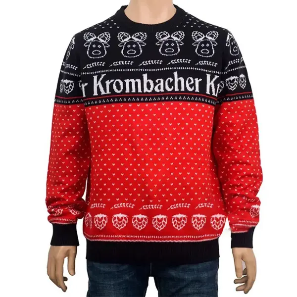 Unisex Beer Print Crew Neck Ugly Krombacher Christmas Sweatshirt - Wayrates.com 