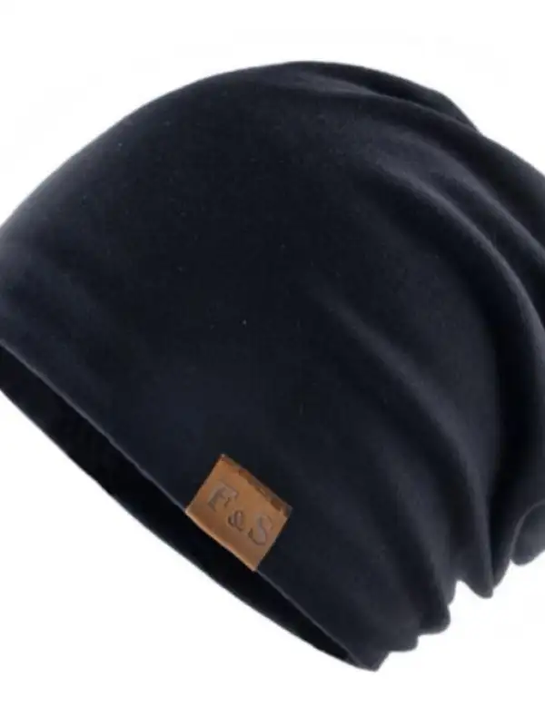 Men's Winter Leather Label Brimless Loose Hat - Pragmaace.com 