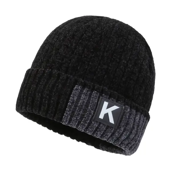 1pc Fleece Lined Knitted Beanie Chenille Head-Wrapped Knitted Hat Outdoor Cycling And Cold Protection - Cotosen.chimpone.com 
