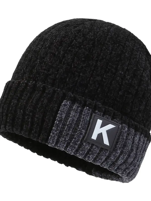 1pc Fleece Lined Knitted Beanie Chenille Head-Wrapped Knitted Hat Outdoor Cycling And Cold Protection - Pragmaace.com 