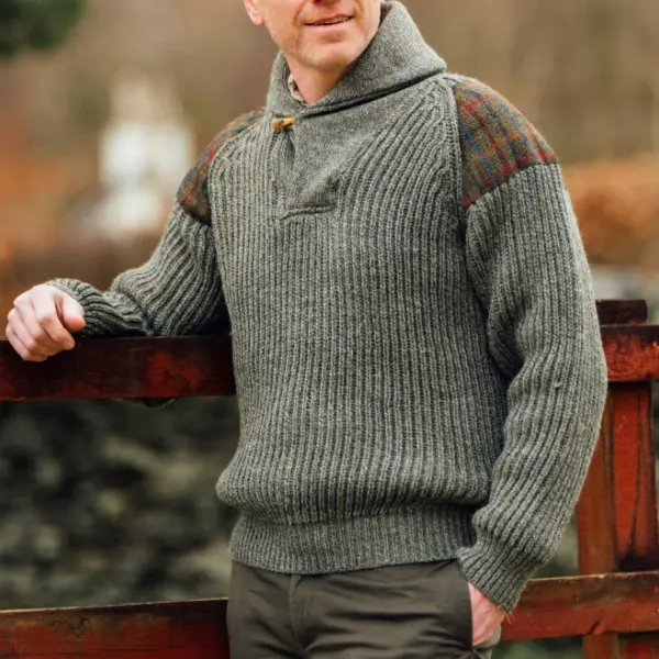 Men's Vintage Knitted Shawl Collar Long Sleeve Sweater - Wayrates.com 