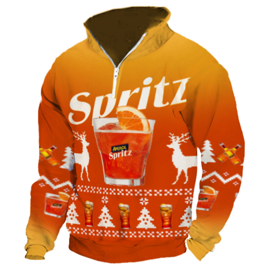 

Unisex 1/4 Zip Collar Casual 3D Printed Christmas Sweatshirt