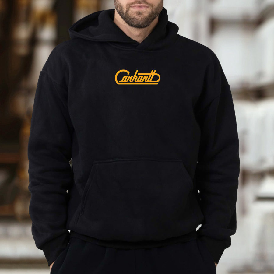 

Men's Comfortable Minimalist Letter Logo Print Hooded Sweatshirt