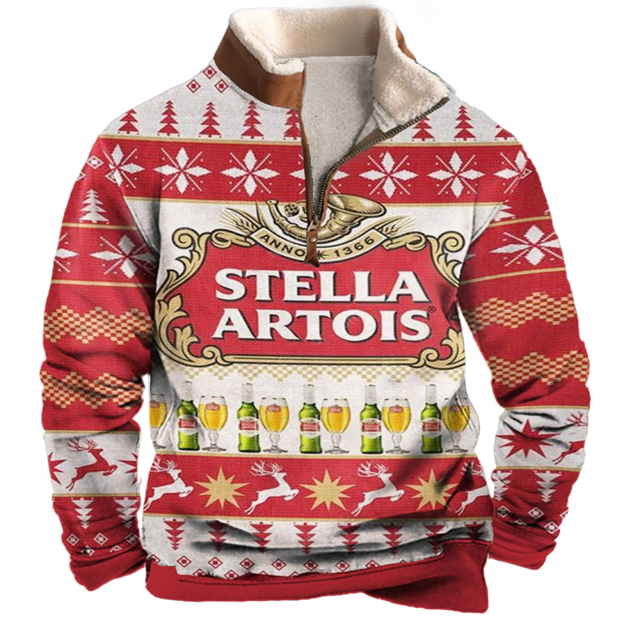 

Unisex Stella Artois 1/4 Zip Collar 3D Printed Christmas Sweatshirt