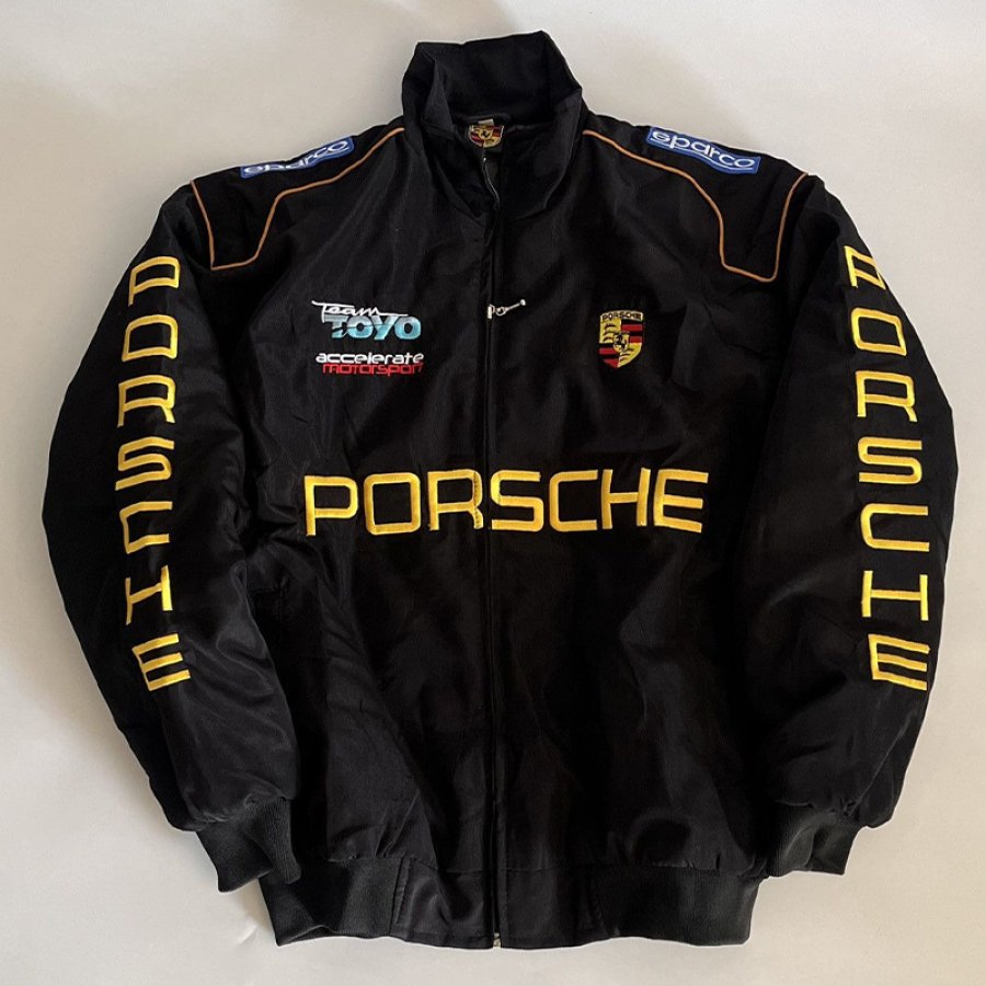 

Men's Vintage Porsche Logo Fleece Full Zip Outdoor Jacket