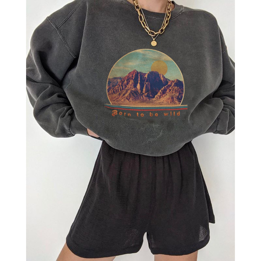 

Canyon Letter Print All-match Casual Loose Sweatshirt