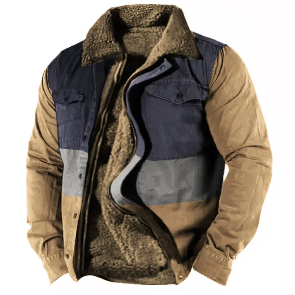 Men's Retro Lining Plus Fleece Zipper Tactical Shirt Jacket - Wayrates.chimpone.com 