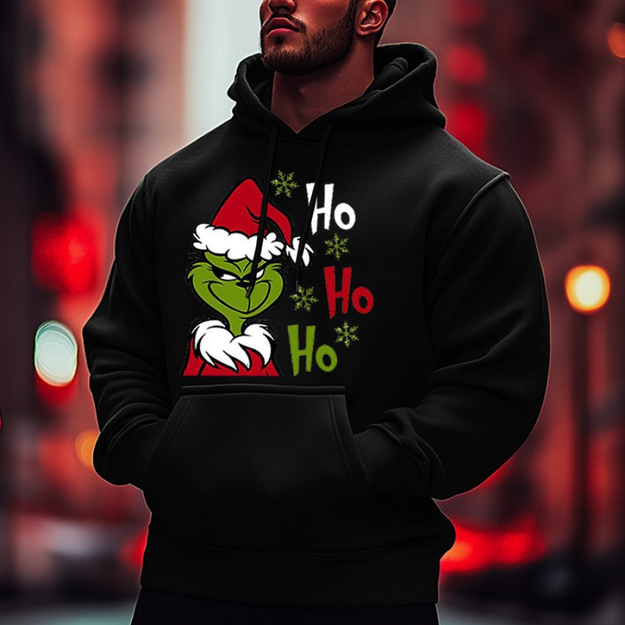 

Men's Oversized The Grinch Funny Christmas Print Hoodie