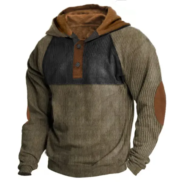 Men's Outdoor Casual Long Sleeve Henley Hoodie - Wayrates.chimpone.com 