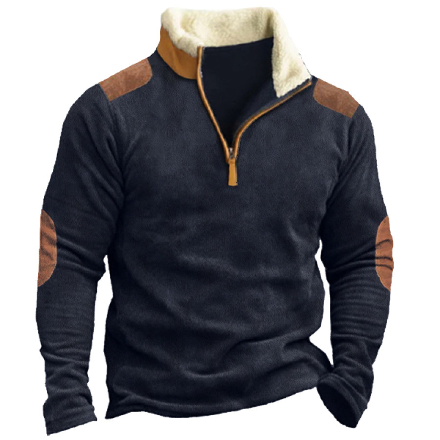 

Men's Training Colorblock Waffle Lapel Sweatshirt