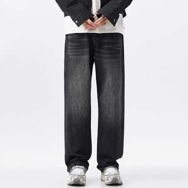 Men's Relaxed-Fit Faded Cross Hatch Denim Jeans - Wayrates.chimpone.com 