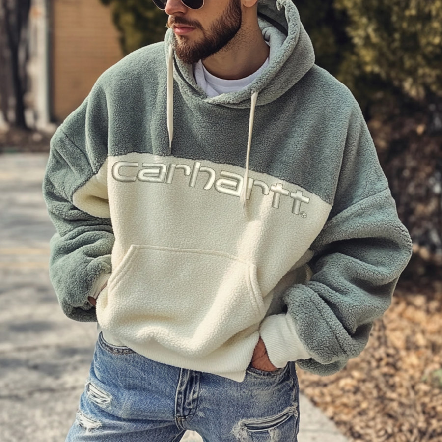 

Men's Color Block Outdoor Retro Hoodie