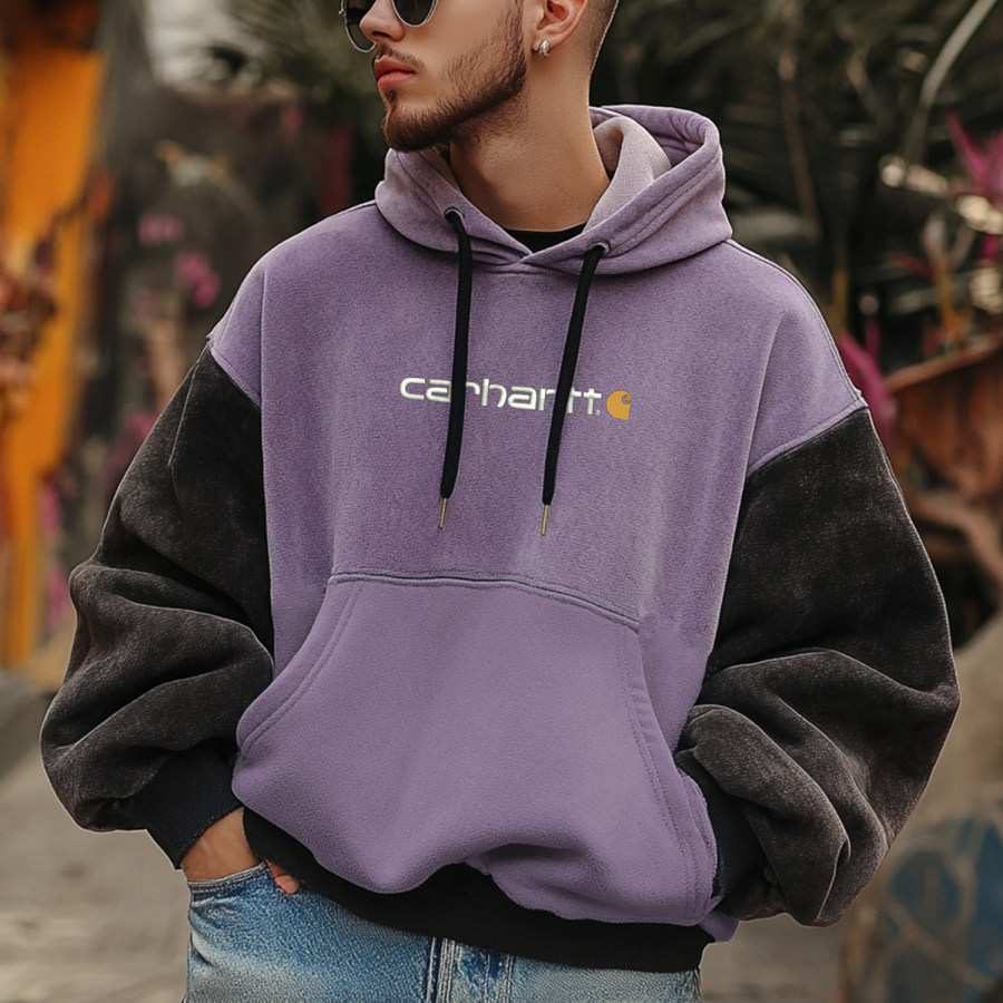 

Men's Casual Color Block Vintage Hoodie