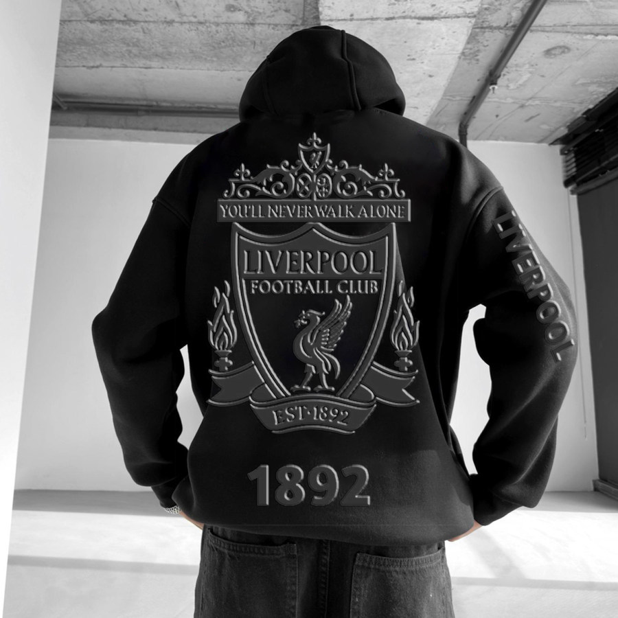 

Stylish Team Print Oversized Liverpool Hoodie