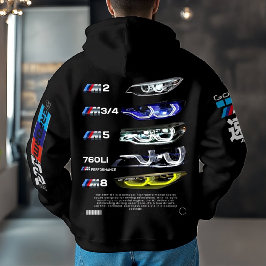 

Unisex Retro Racing Automative Lighting Print Black Oversized Hoodie