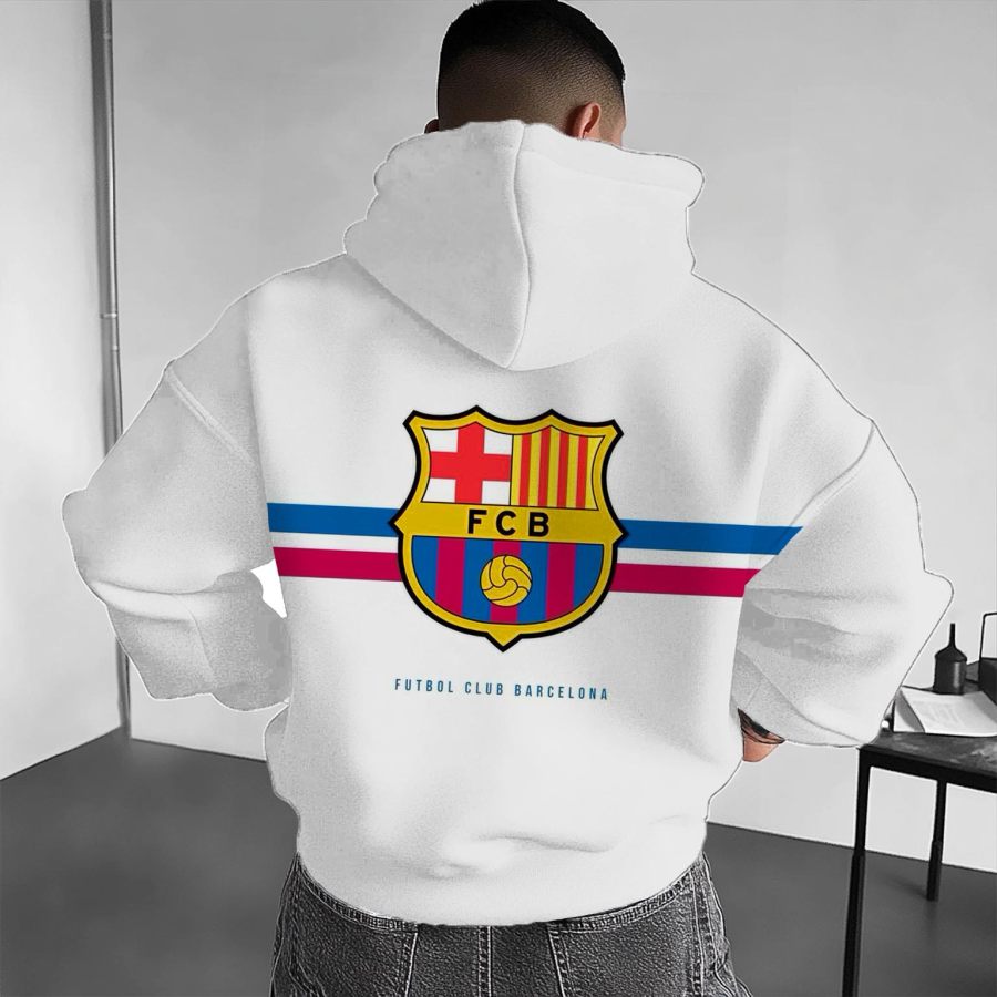 

Men's Vintage Football Print Pocket Long Sleeve Oversized Hoodie