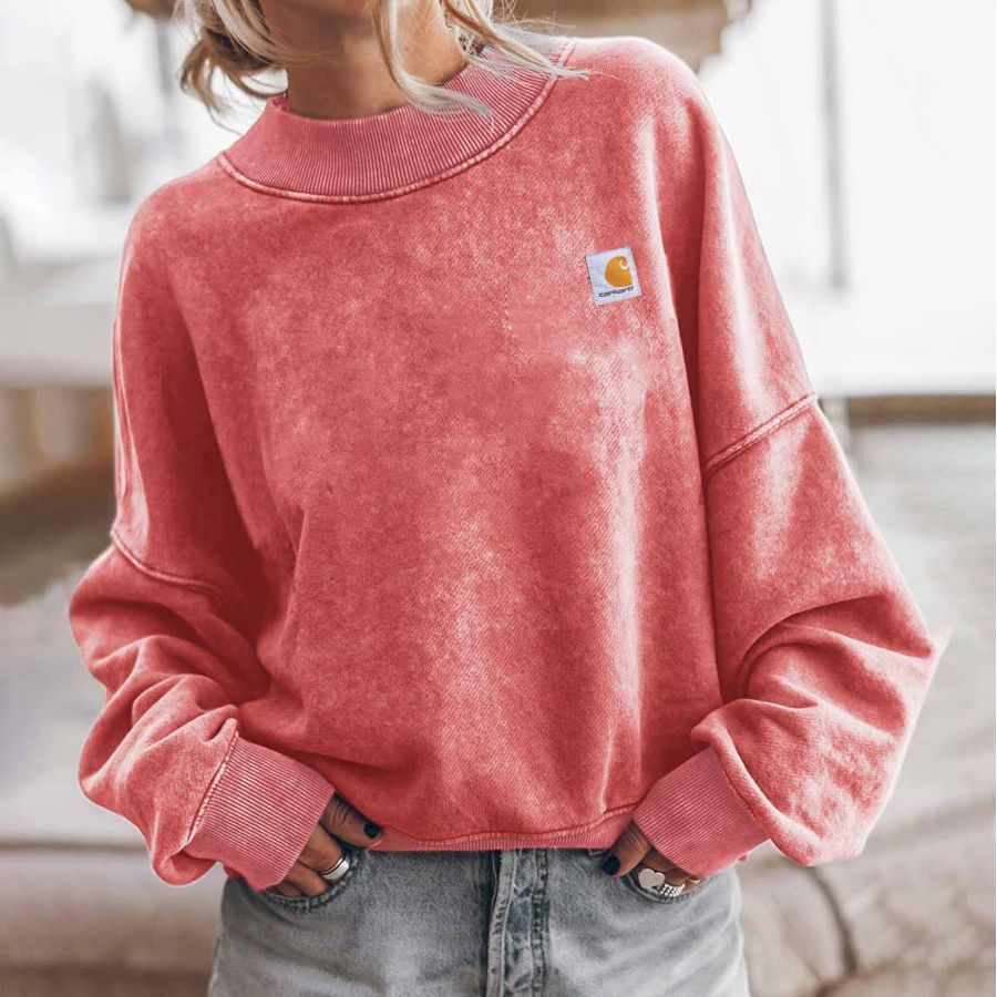 

Women's Vintage Distressed Round Neck Dropped Shoulder Sweatshirt