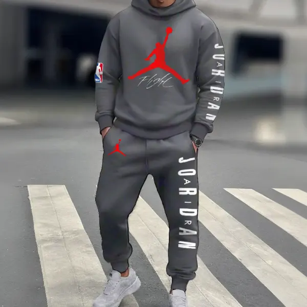 Unisex Jumper Basketball Print Casual Hoodies And Sweatpants Set