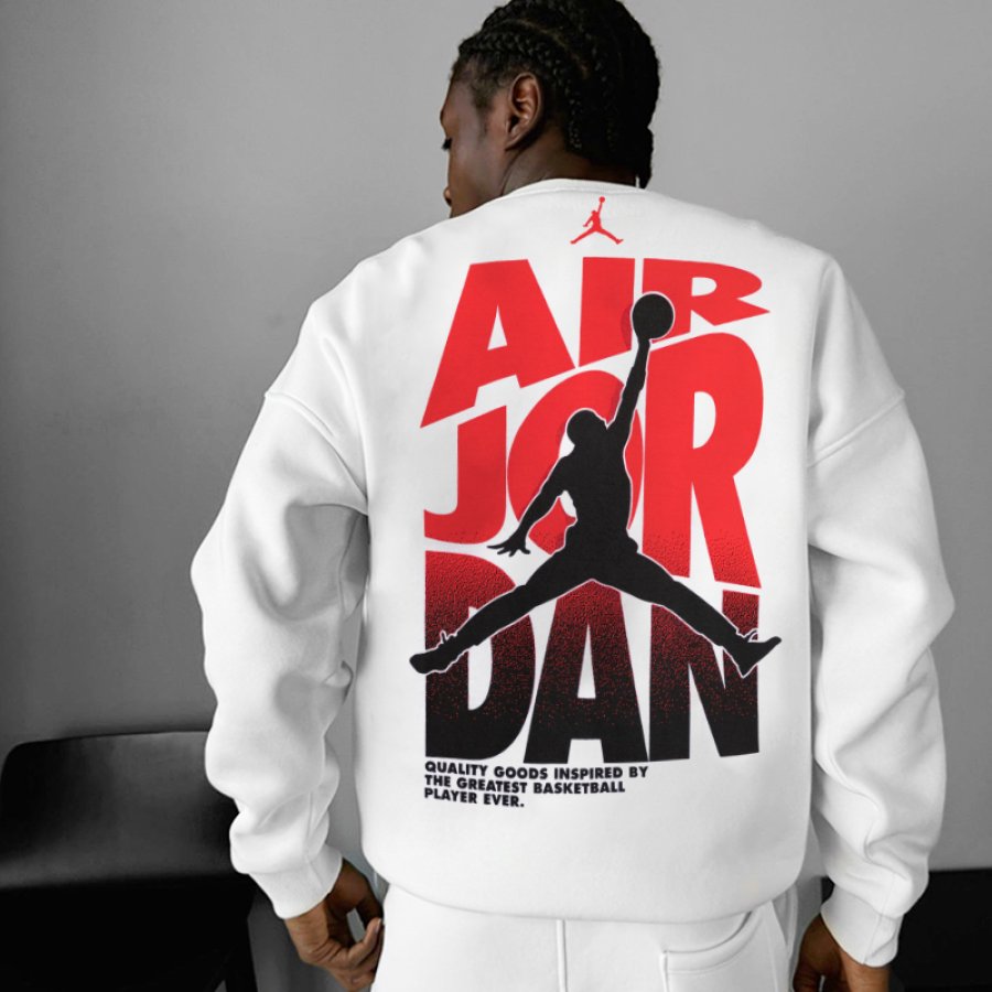 

Unisex's Vintage Printed Round Neck White Sweatshirt