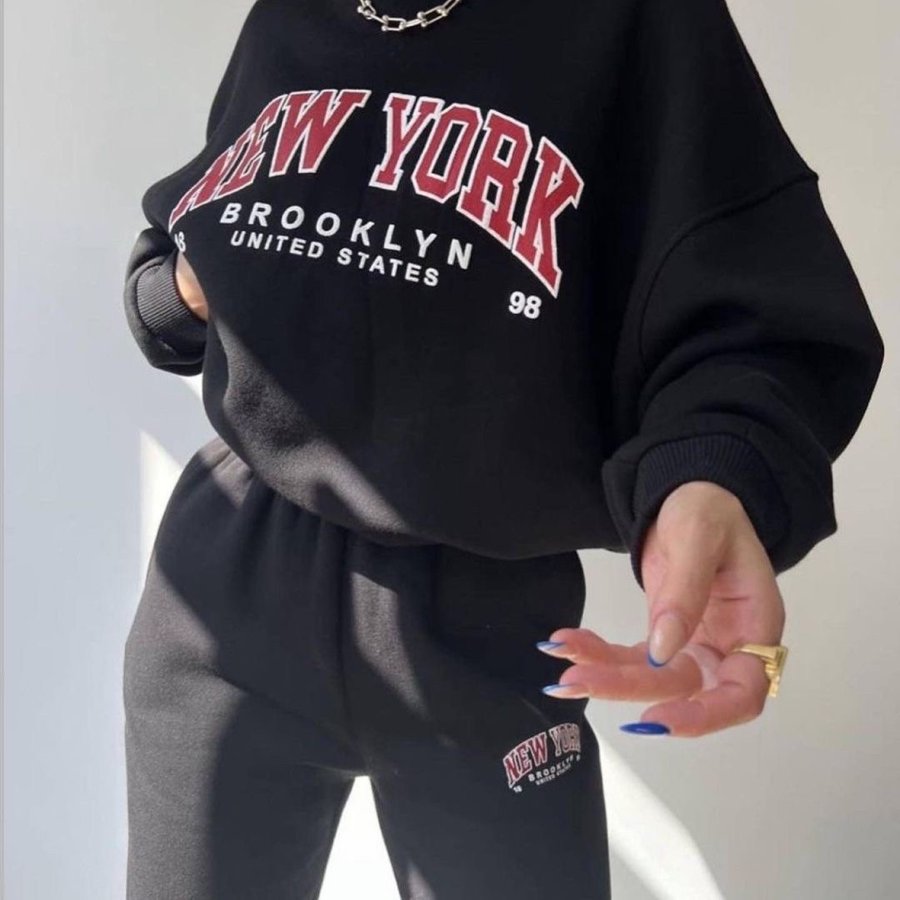 

Women's Fashion Crew Neck Long Sleeve Letter Print Minimalist Casual Daily Wear Loose Sweatshirt