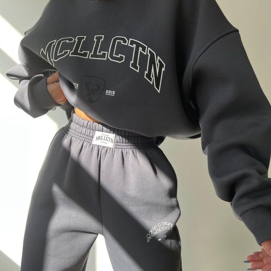 

Women's Fashion Crew Neck Long Sleeve Letter Print Minimalist Casual Daily Wear Loose Sweatshirt