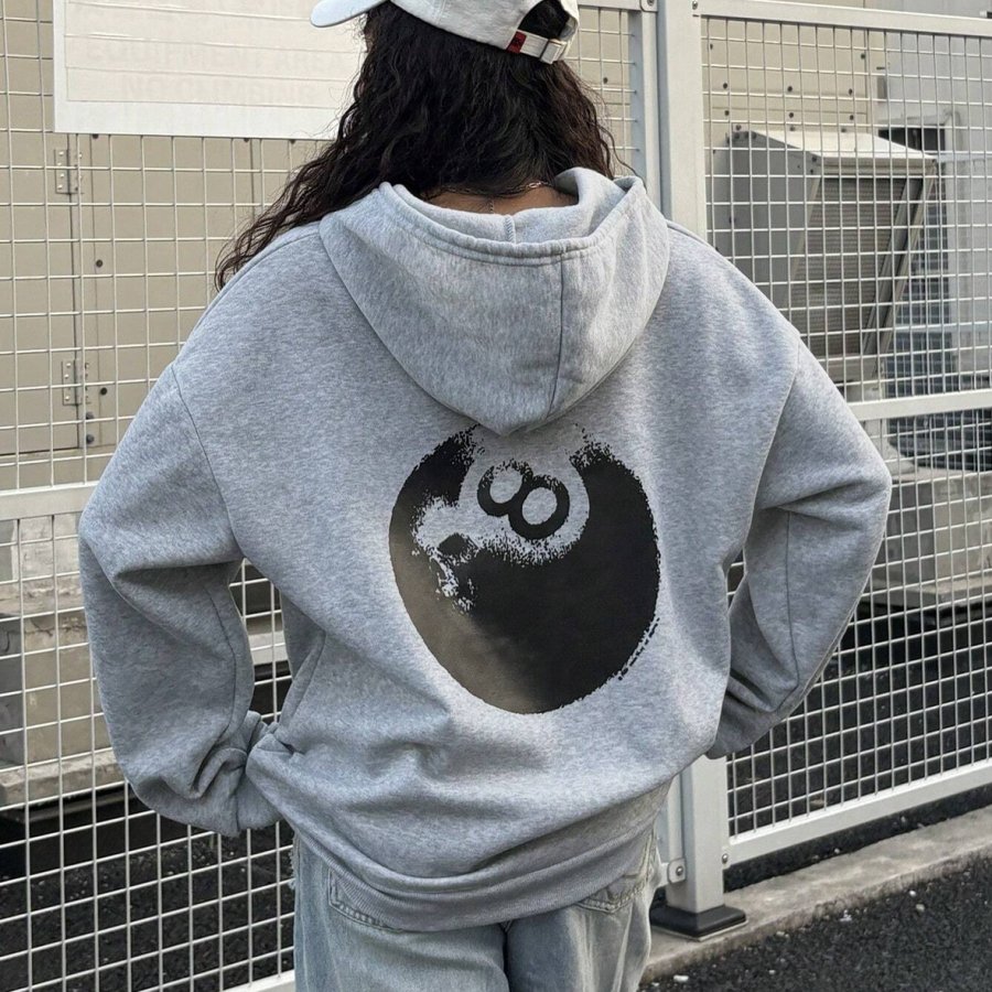

Women's Black Eight Graphic Print Hoodie