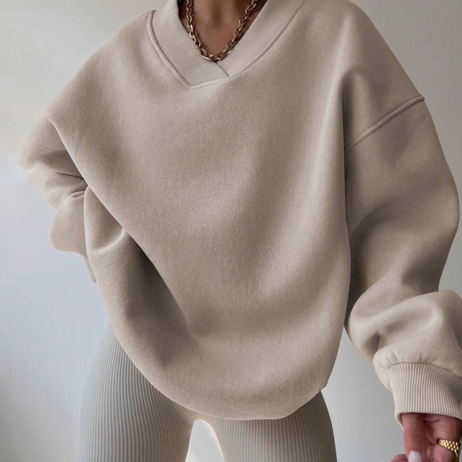 

Women's Solid Color Oversized Drop Shoulder Sweatshirt