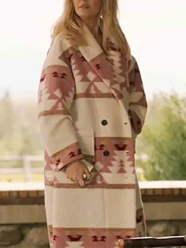 Women's Vintage Wool Aztec Yellowstone Beth Dutton Jacket Coat Peacoat - Pragmaace.com 