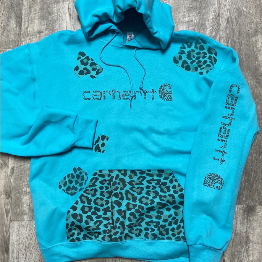 

Women's Vintage Cow Print Cheetah Pocket Leopard Hoodie