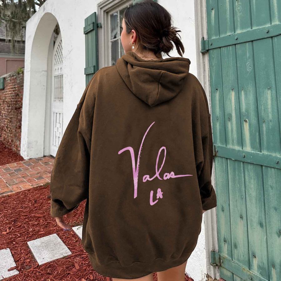 

Women's Vintage Love Peace Oversized Long Sleeve Hoodie