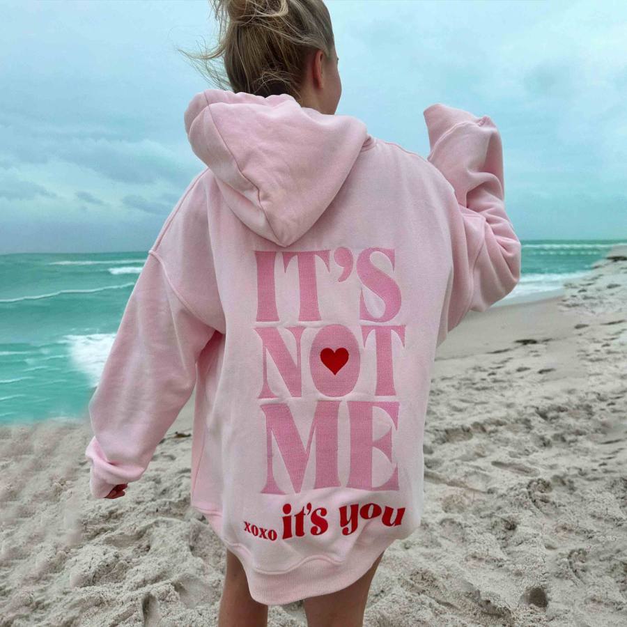 

Women's Vintage It's Not Me It's You Embroider Oversized Long Sleeve Hoodie