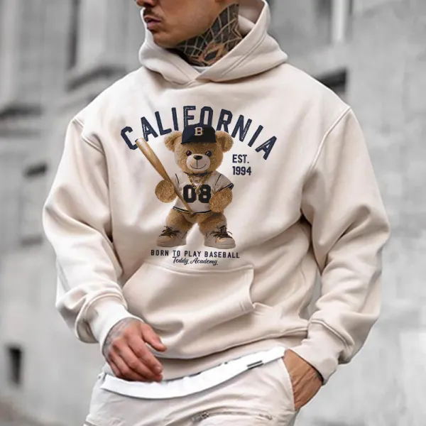Unisex Fashion Bear Print Casual Hooded Sweatshirt - Wayrates.com 
