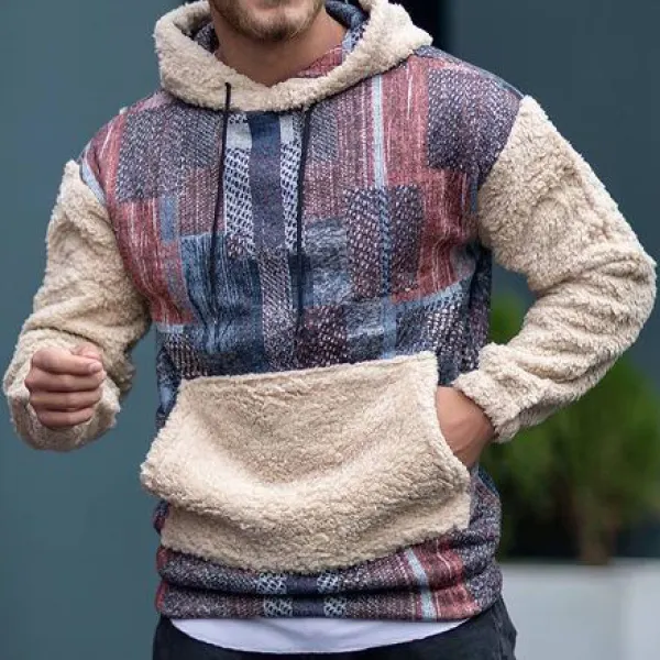 Felpa Con Cappuccio In Pile Polare Con Stampa Grafica E Impunture - Wayrates.com 